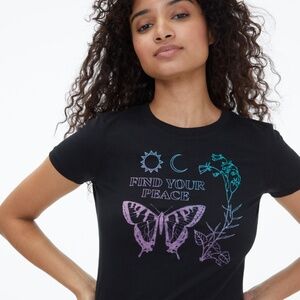 Aeropostale Black Graphic Baby Tee "Find Your Peace" T-shirt. XL.